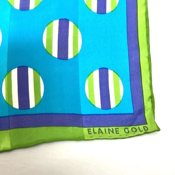 Elaine Gold for Collection XIIX Silk Square Scarf Blue Green White Hand Rolled - Picture 8 of 11